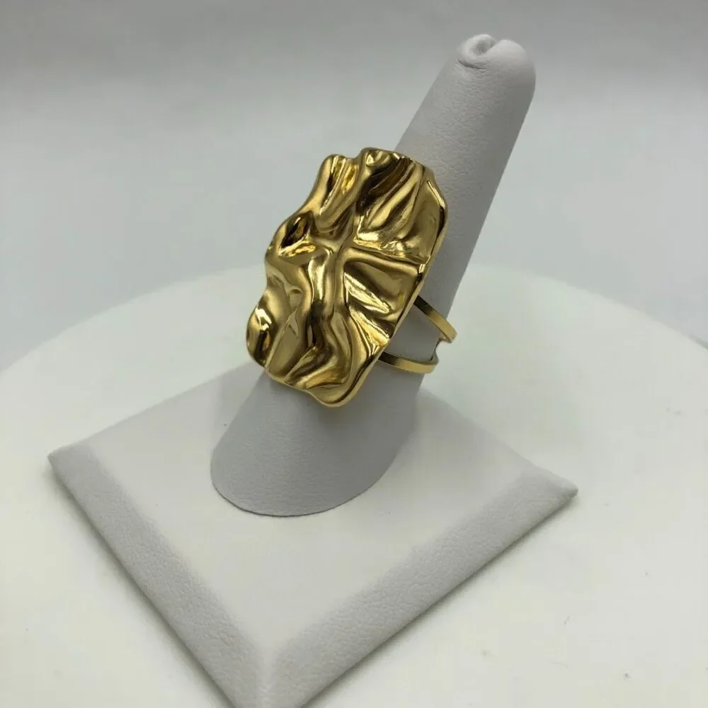 18K Gold Plated Women's Art Inspired Open Back Ring Hypoallergenic Waterproof